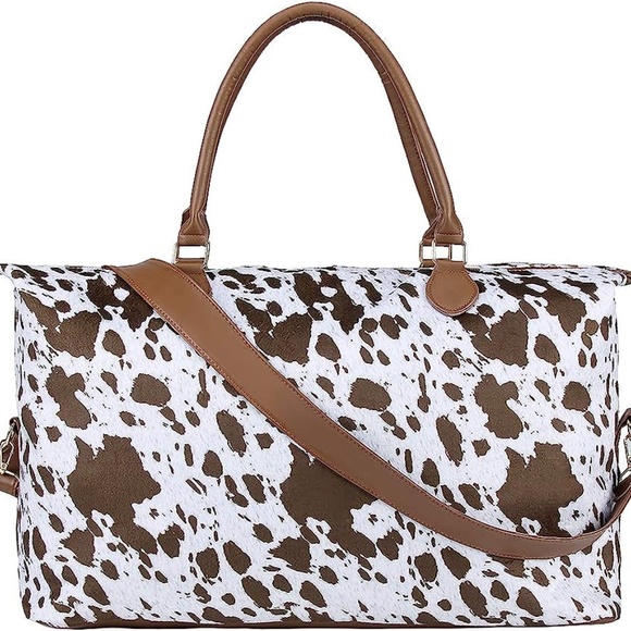 cow Handbags - Cow Print Duffle Bag - New - Brown